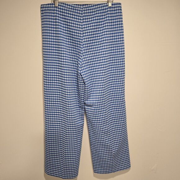 True Vintage 70s Sears Pants Womens 18 Wide Leg Blue Gingham Plaid Leisure USA - Picture 4 of 11